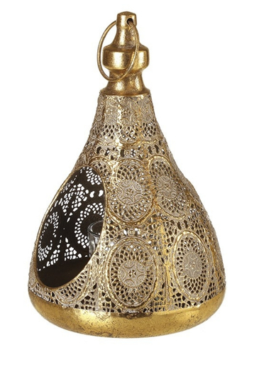 Cast a magical, golden glow in your home with this beautiful Ornate Tealight Holder from Heaven Sends. Crafted from metal with an intricate, cutout design, it allows the flicker of a tealight to dance through, creating stunning patterns of light and shadow. The warm gold finish adds a touch of Moroccan-inspired luxury, making it a perfect accent for a mantelpiece, bookshelf, or as part of a glowing centrepiece. It's a simple way to add instant warmth and intricate beauty to any corner.